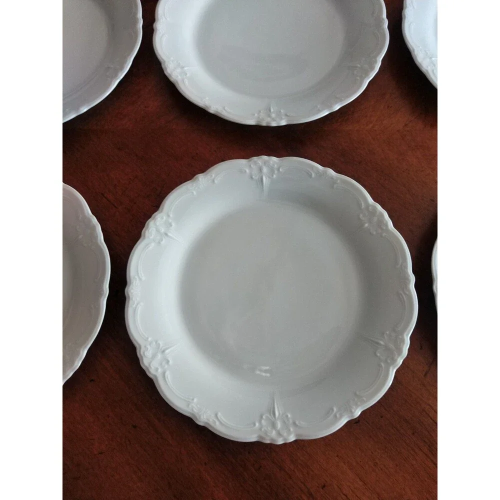 Set Lot 6x Tirschenreuth Baronesse Bread Butter Plate 6.75” Wht Germany Bavaria